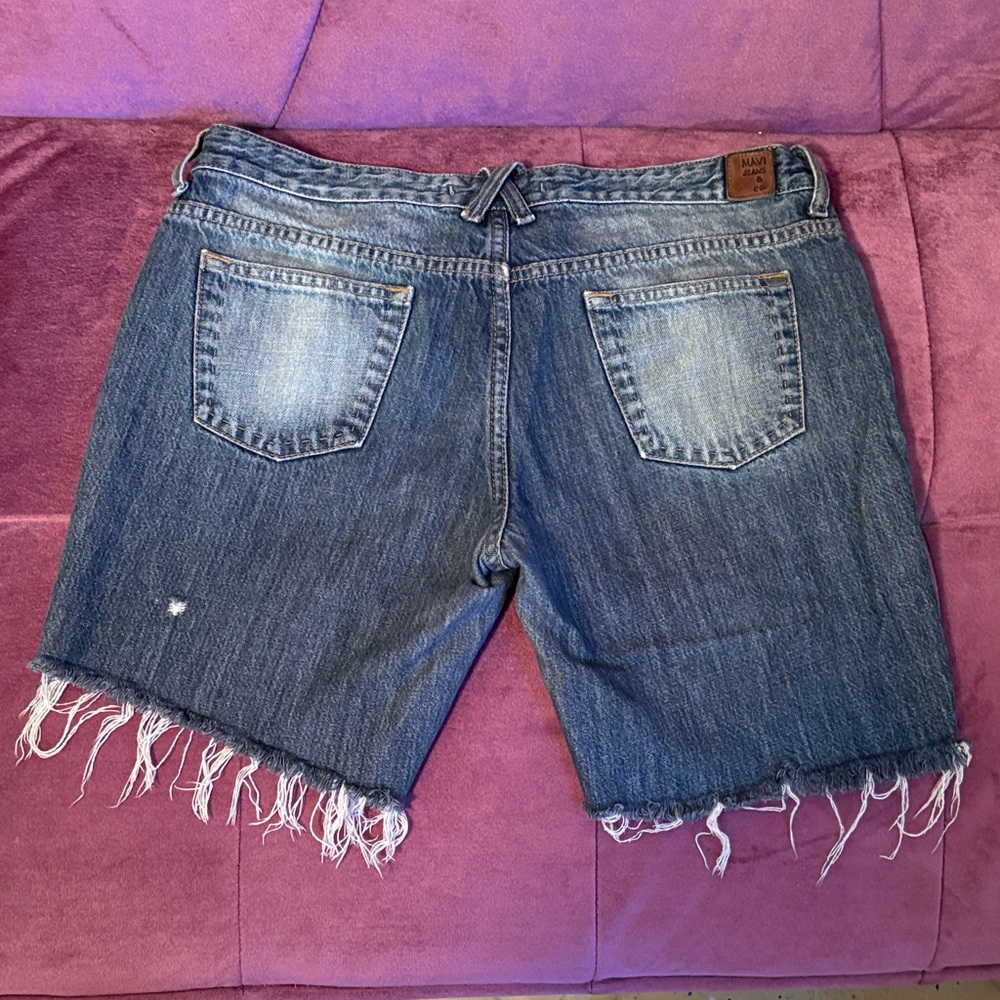 Mavi Blue Denim Frayed Jean Shorts